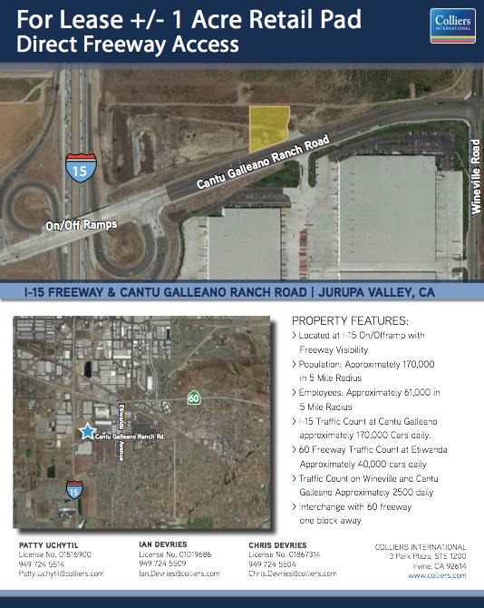 1 Acre Retail Pad, Cantu Galleano Ranch Road, Jurupa Valley